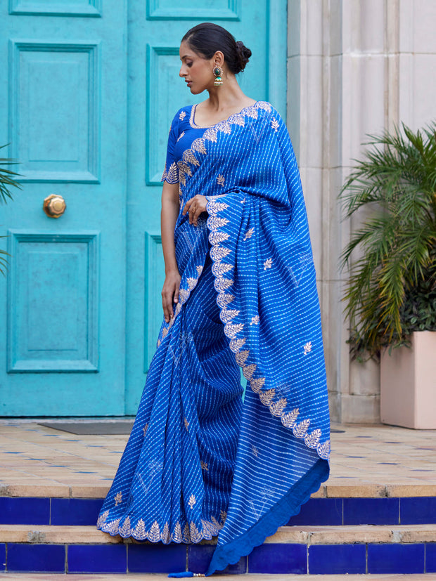 Azure Blue Leheriya Saree