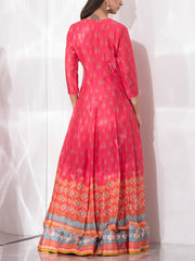 Pink Vasansi Silk Printed Anarkali Gown