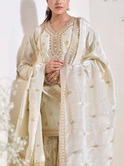 Pearl Tissue Silk Embroidered Kurta and Garara Set