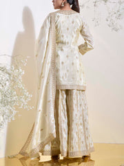 Pearl Tissue Silk Embroidered Kurta and Garara Set