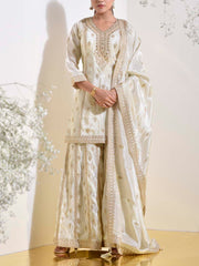 Pearl Tissue Silk Embroidered Kurta and Garara Set