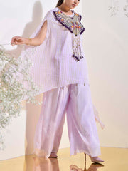 Lilac Embroidered Cape and Palazzo Set