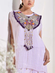 Lilac Embroidered Cape and Palazzo Set