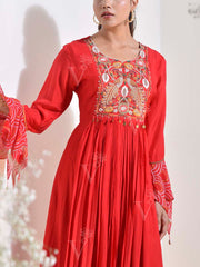 Red Embroidered Gown