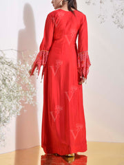 Red Embroidered Gown