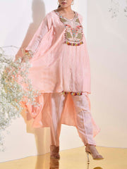 Powder Pink Embroidered Kurta and Pant Set