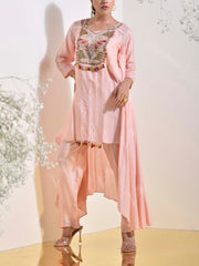 Powder Pink Embroidered Kurta and Pant Set