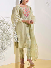 Green Embroidered Suit Set