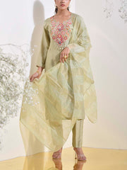 Green Embroidered Suit Set