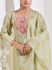 Green Embroidered Suit Set