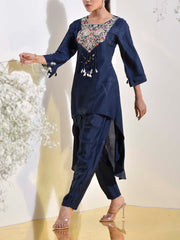 Blue Embroidered Kurta and Pant Set