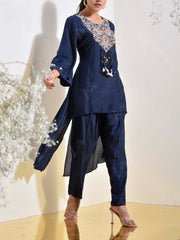 Blue Embroidered Kurta and Pant Set