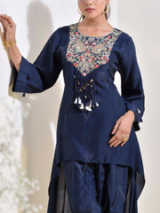 Blue Embroidered Kurta and Pant Set