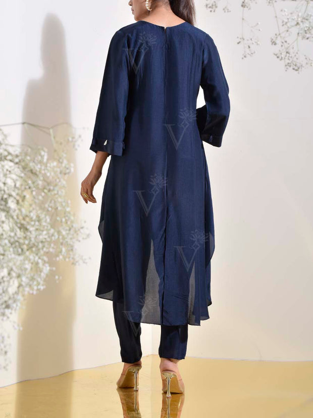 Blue Embroidered Kurta and Pant Set