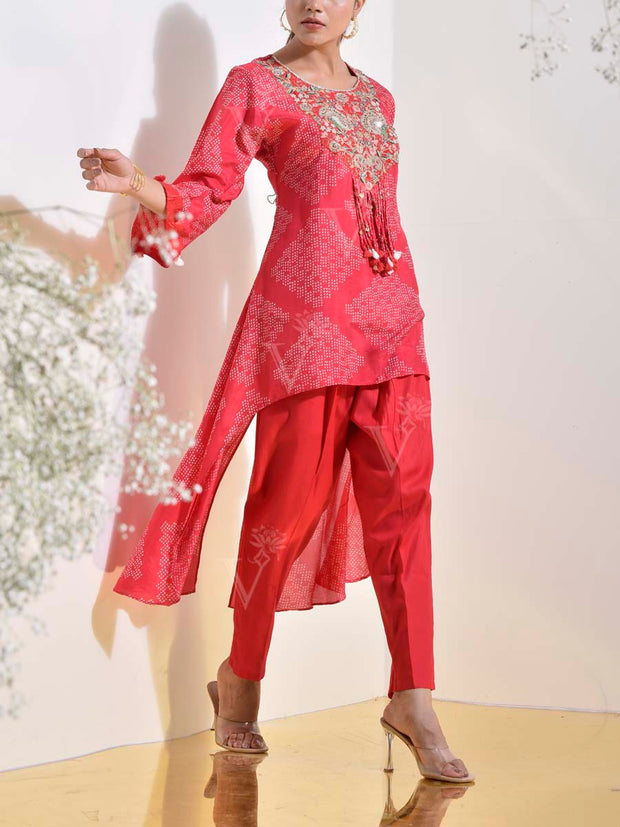 Pink Embroidered Kurta and Pant Set