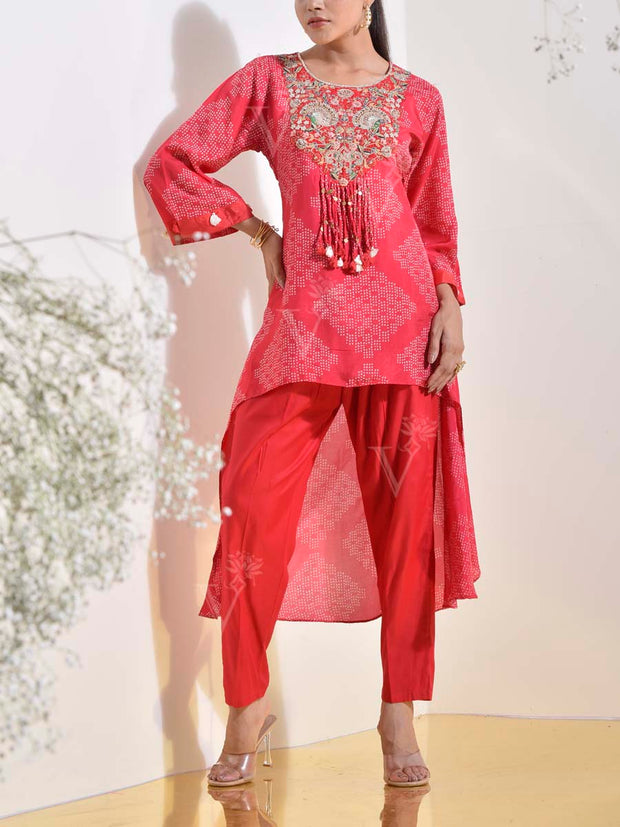 Pink Embroidered Kurta and Pant Set