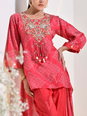 Pink Embroidered Kurta and Pant Set