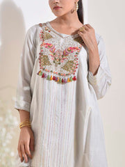 Grey Embroidered Kurta and Pant Set