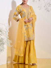 Yellow Embroidered Kurta and Sharara Set