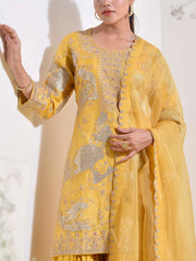 Yellow Embroidered Kurta and Sharara Set