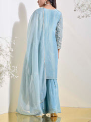 Blue Embroidered Kurta and Sharara Set