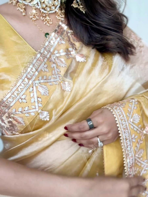 Golden Yellow Organza Gotta Patti Saree