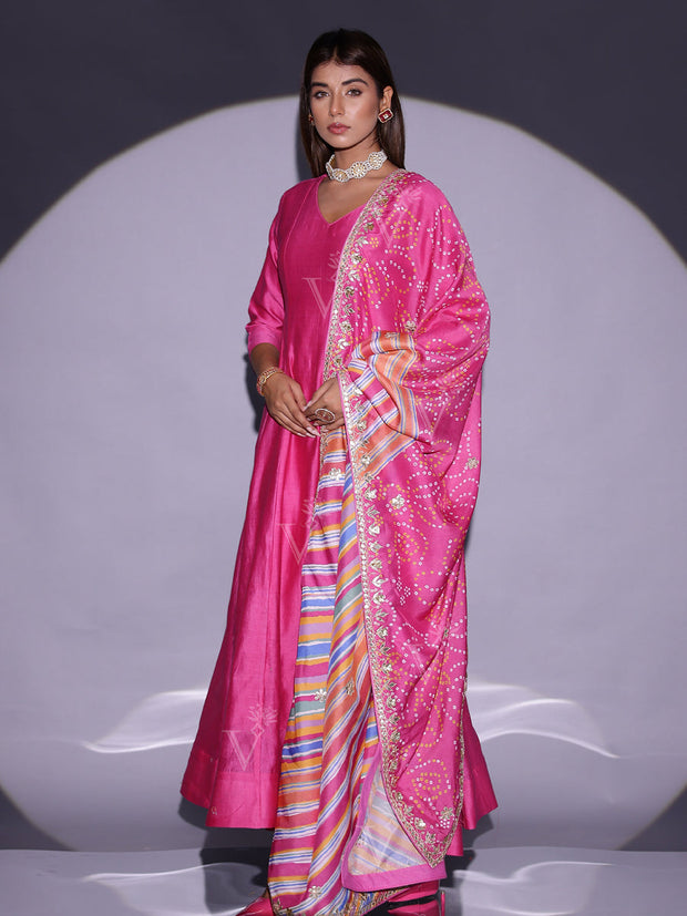 Pink Vasansi Silk Anarkali Suit Set