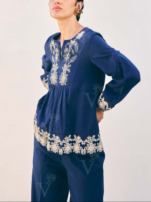 Blue Cotton Co-ord Set