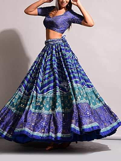 Blue Vasansi Signature Leheriya Lehenga