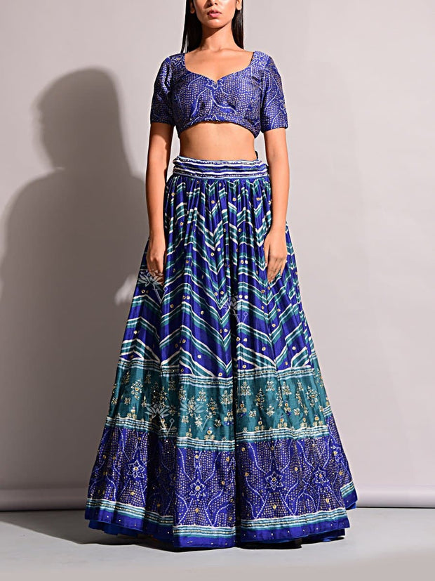 Blue Vasansi Signature Leheriya Lehenga