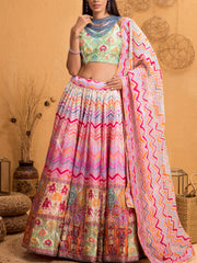 Baby Pink Vasansi Signature Leheriya Lehenga Set