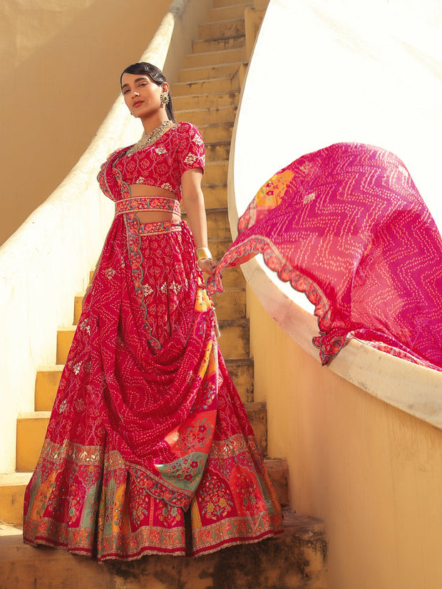 Signature Bandhej Lehenga - Mimosa Dreams