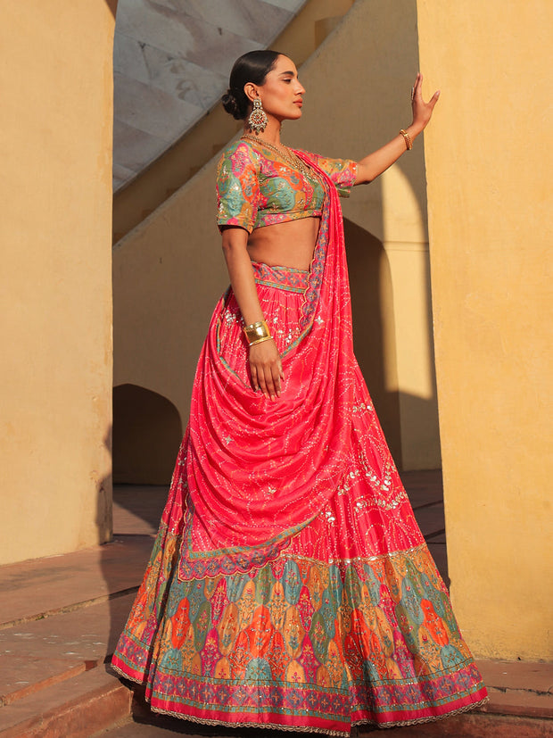 Carrot Pink Gota Lehenga - Mimosa Dreams