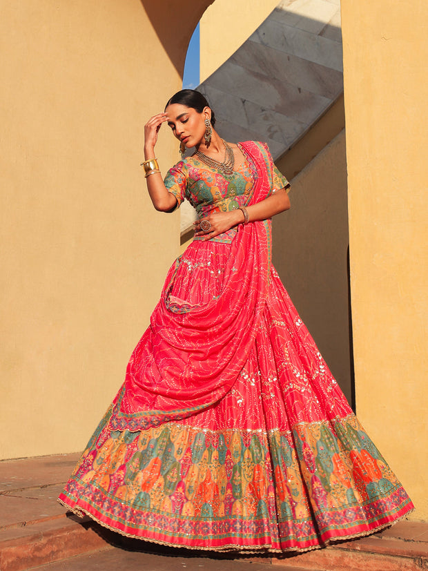 Carrot Pink Gota Lehenga - Mimosa Dreams