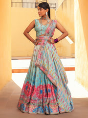 Ice Blue Vasansi Silk Lehenga - Mimosa Dreams