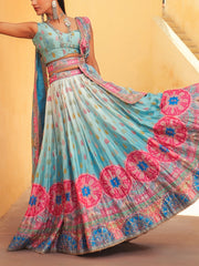 Ice Blue Vasansi Silk Lehenga - Mimosa Dreams