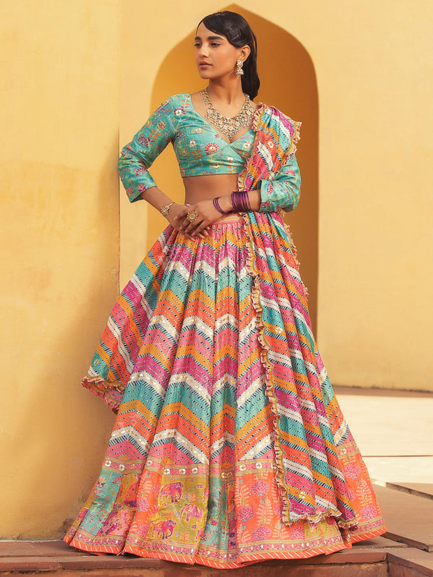 Chevron Vasansi Silk Lehenga - Mimosa Dreams