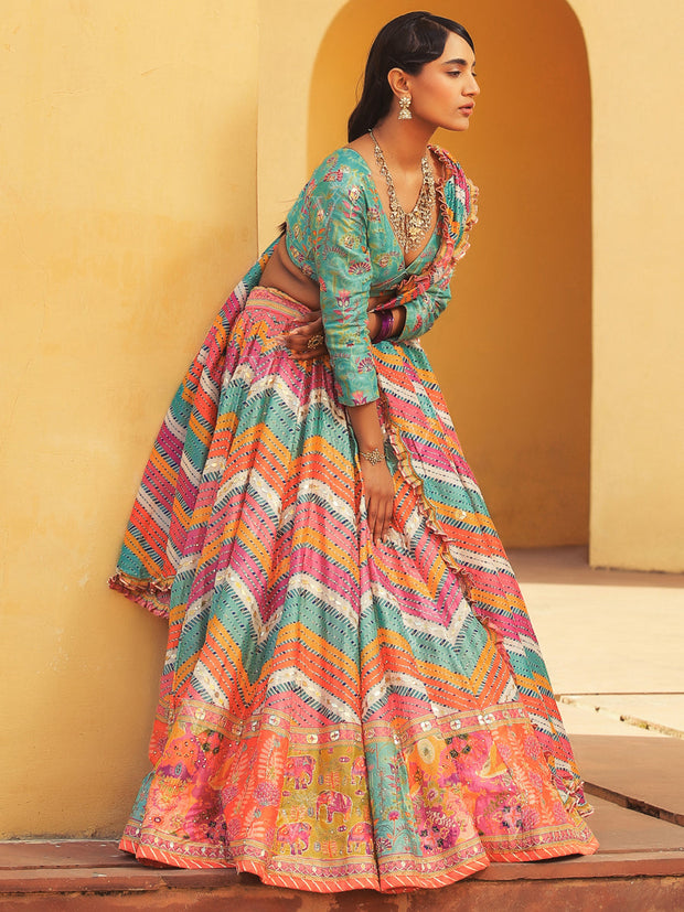 Chevron Vasansi Silk Lehenga - Mimosa Dreams