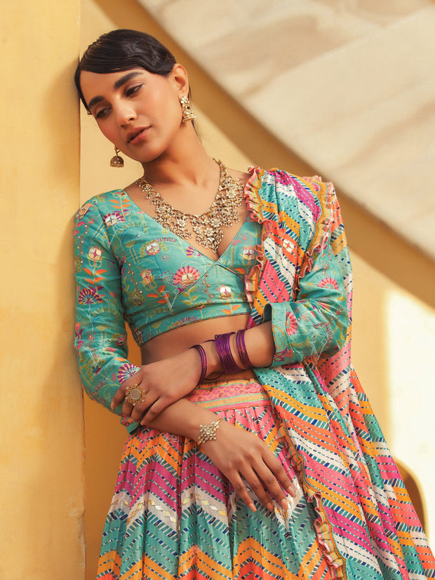 Chevron Vasansi Silk Lehenga - Mimosa Dreams