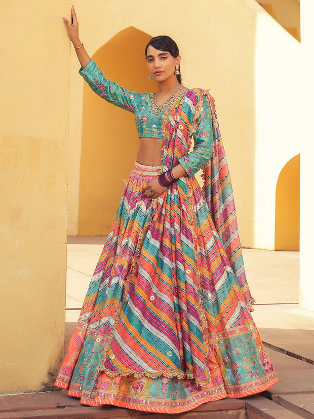 Chevron Vasansi Silk Lehenga - Mimosa Dreams