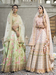 Peach Raw Silk Lehenga Choli