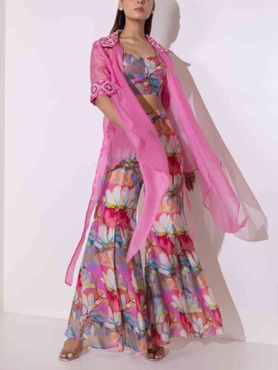 Pink organza printed set