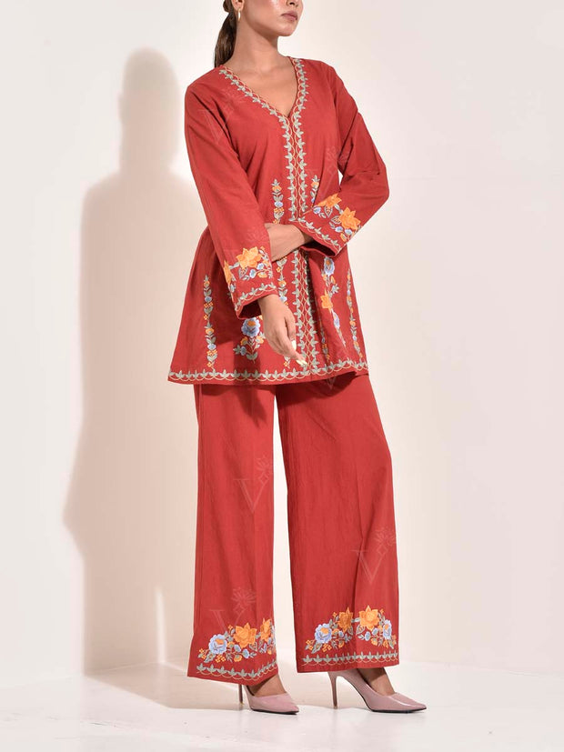 Red Cotton Co-ord Set