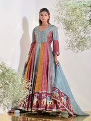 Multi Color Vasansi Silk Bandhani Printed Anarkali Gown