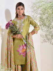 Olive Green Vasansi Silk Kurta and Palazzo Set