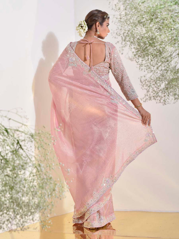 Pink Tissue Saree