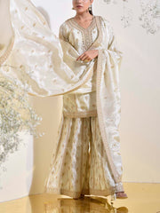 Pearl Tissue Silk Embroidered Kurta and Garara Set