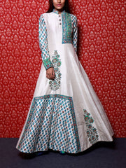 Anarkali, Anarkalis, Gown, Gowns, Silk, Embroidered, Block Print, Block Printed, Traditional, Traditional outfit, Traditional wear, Light weight, DD45, MTO