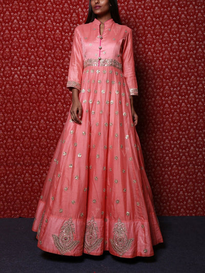 Anarkali, Anarkalis, Gown, Gowns, Silk, Embroidered, Block Print, Block Printed, Traditional, Traditional outfit, Traditional wear, Light weight, DD45, MTO