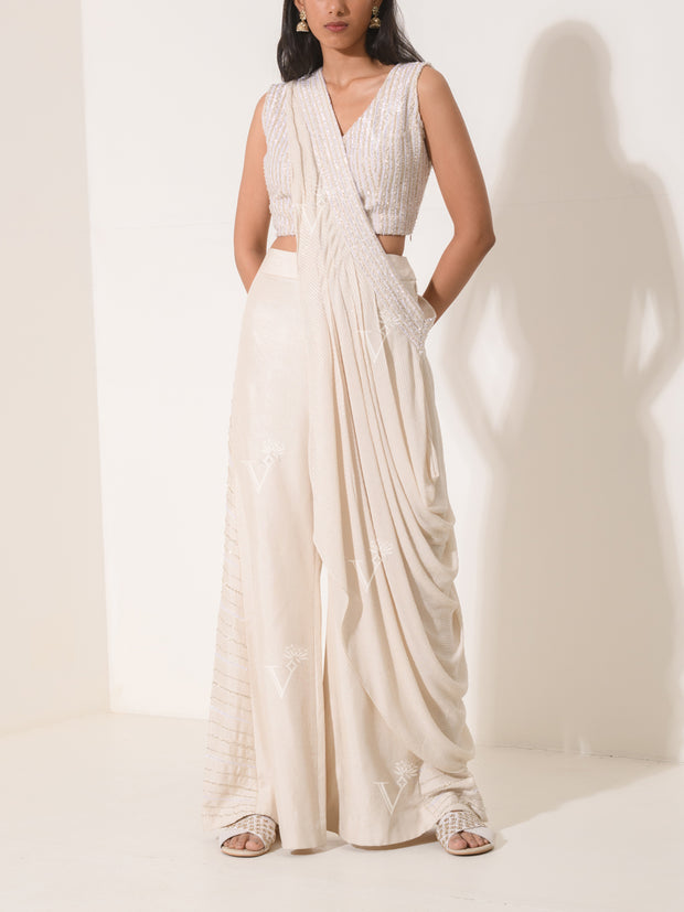 Ivory Pre-Draped Palazzo Set